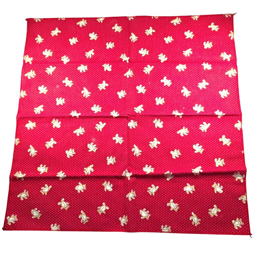 Set of six cloth napkins Red Teddy Bear christmas linens baby shower whimsical